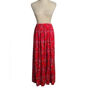 Floral Red Habdmade Maxi Skirt